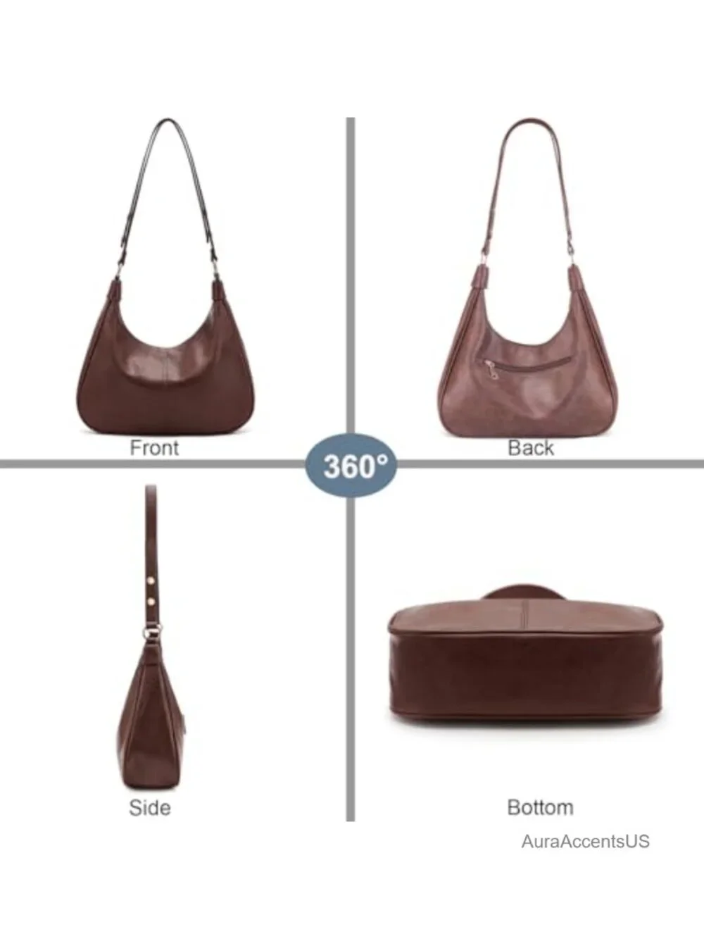 Crescent Shaped Hobo Bag Women Crossbody Shoulder Handbag PU Leather